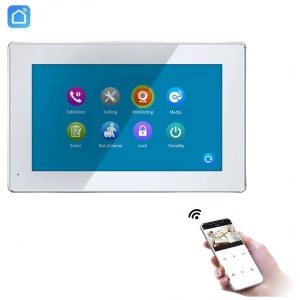 Monitorius SLIM SmartHome Wi-Fi su liečiamu "7" ekranu, baltas