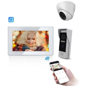 Telefonspynės komplektas SLIM SmartHome Wi-Fi su liečiamu “7” baltu ekranu ir 1MP kupolinė vaizdo kamera (programėlė)